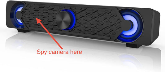 Hidden Camera Computer Speakers USB Powered Mini Soundbar 4K/1080P Resolution Motion Detection with Audio