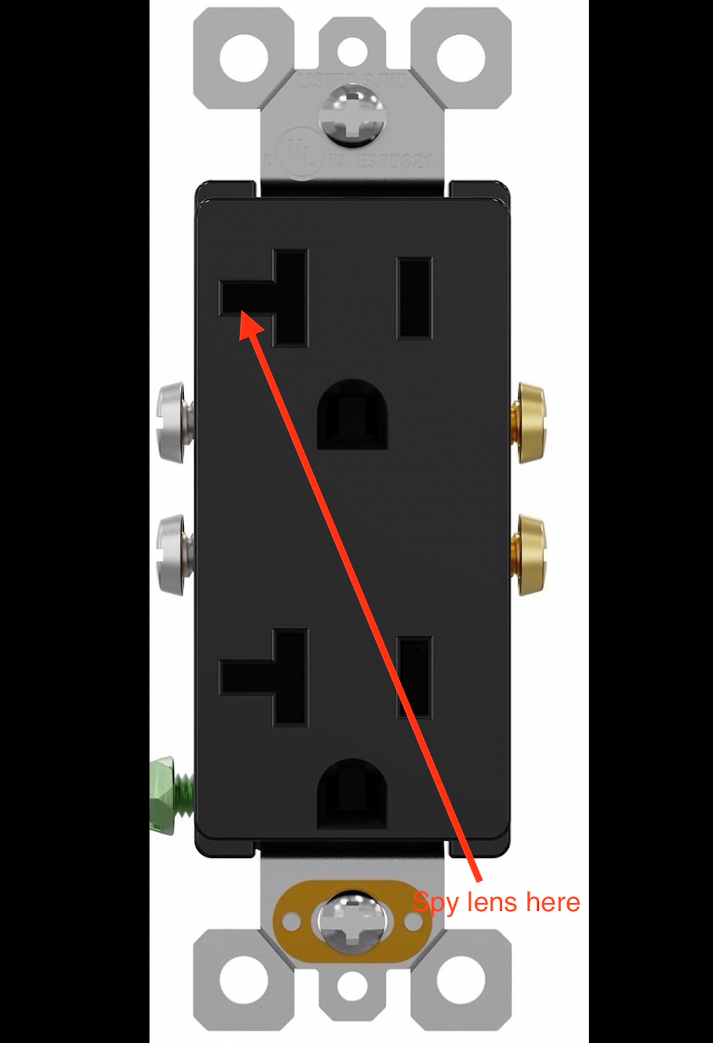 Hardwired Duplex Wall Outlet Hidden Camera for Home and Office Security (Black) for Home and Office Security Parental Monitoring of Underage Children