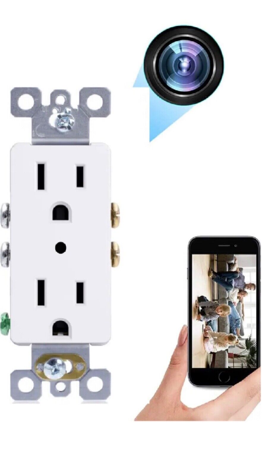 4K WiFi Mini Camera Duplex Receptacle Wall Outlet Motion Detection