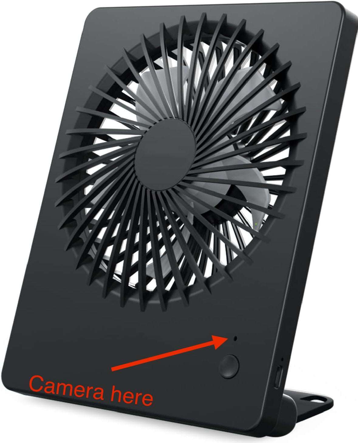 4K WiFi Camera in Desk Fan, Rechargeable Battery, 180° Tilt Folding, Motion Detection